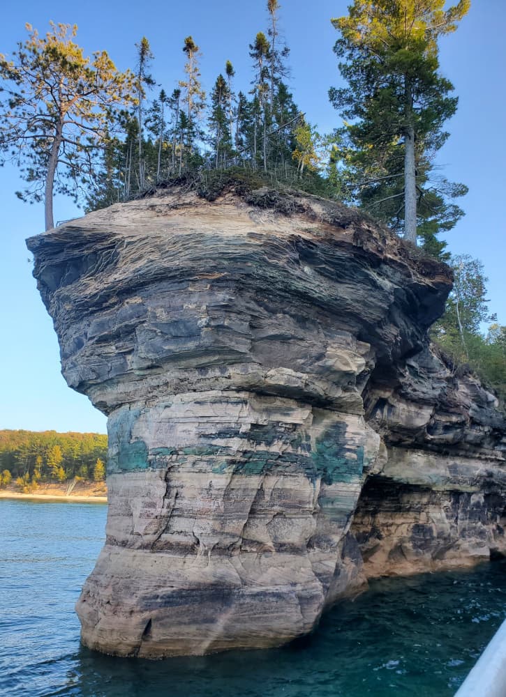 trees atop a cliff at Michigan's pictured rocks