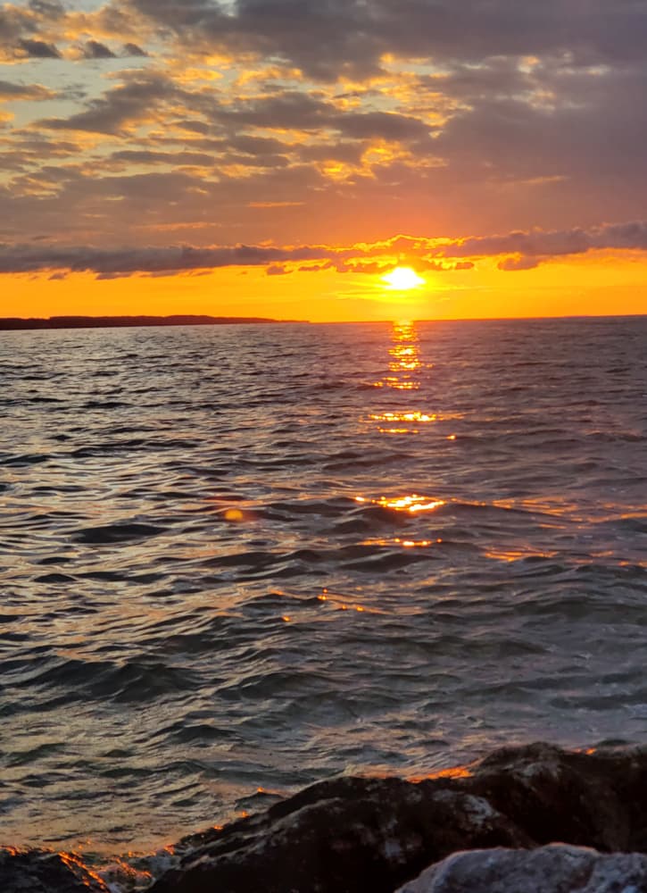 michigan sunset over lake michigan
