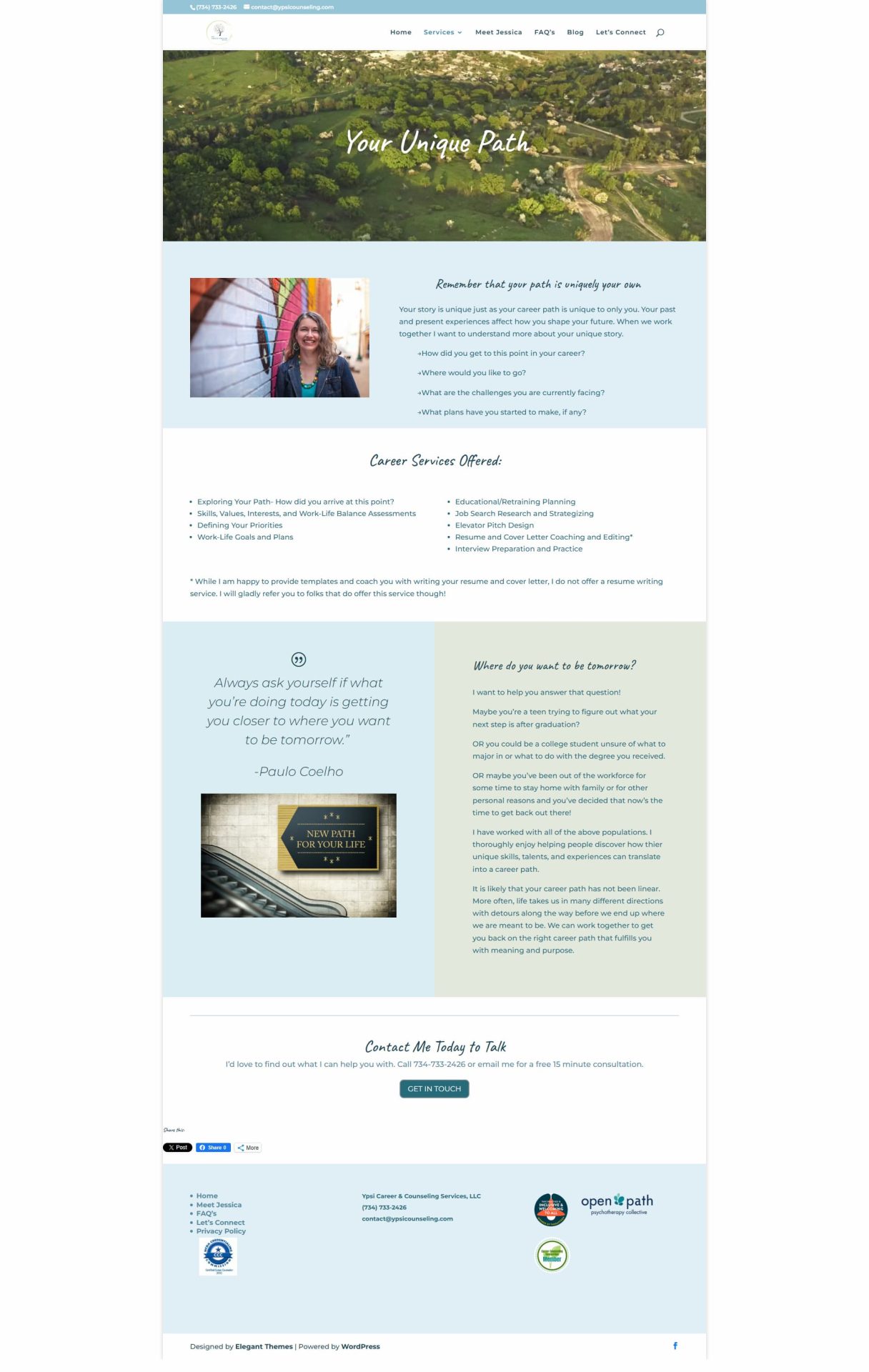 screenshot of ypsi counseling career page - before design