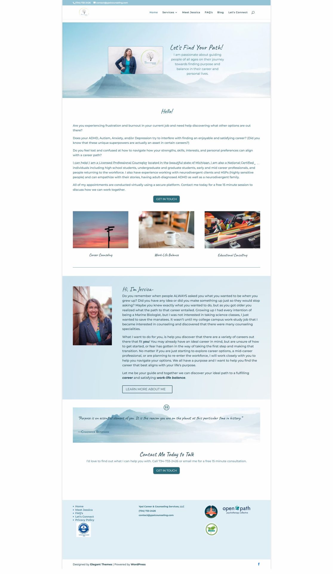 screenshot of ypsi counseling homepage - before design